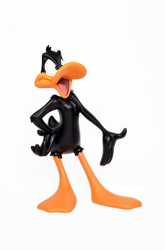 Studio image of Daffy Duck with a white isolated background.