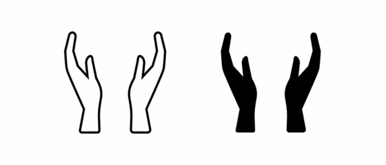 Support hands vector icon isolated on white background.