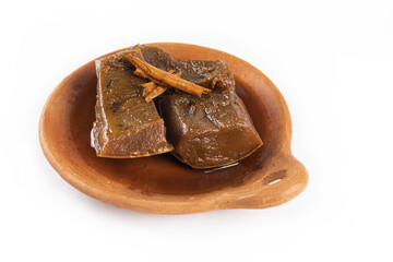 Ayote in honey on white background. Traditional Honduran sweet