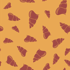 Animal Icon. Snail Logo Isolated on Orange Background. Seamless Pattern