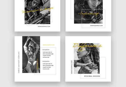 Minimalistic Sqaure Layouts with Gold Accent Typo