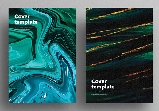 Book Cover Layouts with Alcohol Ink Background Illustrations