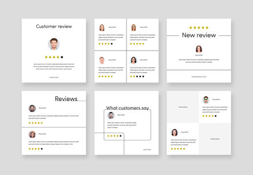Clean and Editable Customer Review Layouts for Social Media Posts