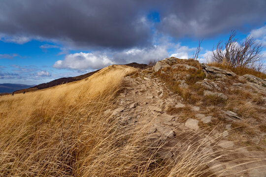 Amazing colours of autumn in Bieszczady mountains (Podkarpacie, Poland). Hiking Trail from Smerek to Polonina Wetlinska  