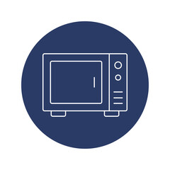 Creative cooking microwave oven icon in circle