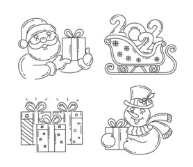 Set of doodle icons Merry Christmas Christmas theme vector illustration