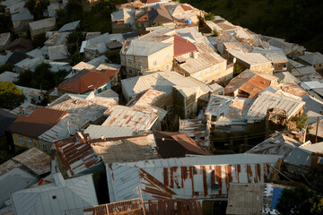 Kubachi, Republic of Dagestan, Russia - August 21, 2021: View of Kubachi, ancient mountain village, in Dagestan mountains.