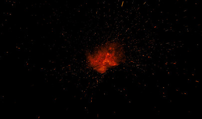 fire flames with sparks on black background