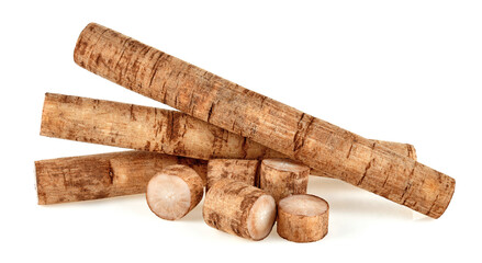 Burdock roots isolated white background