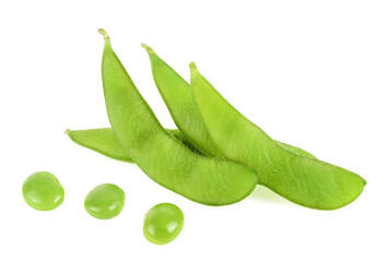 green soy beans isolated on white background