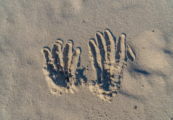 hands on the sand on a sunny day texture close up