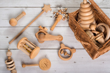Fototapeta na wymiar Wooden toy airplane. wooden toys, eco-friendly toys