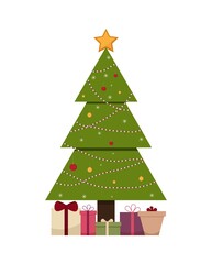 Vector illustration of a Christmas tree with gifts.Can be used to create Christmas brochures, posters, banners.