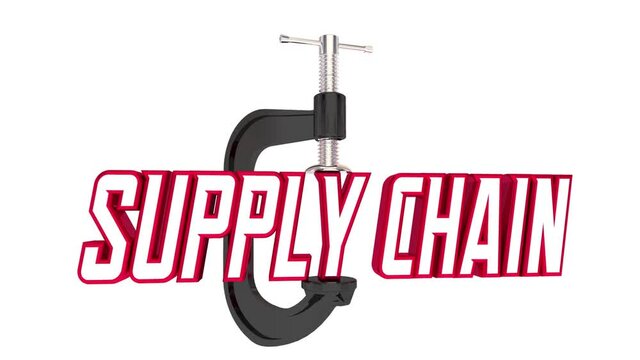 Supply Chain Crisis Vice Pressure Squeeze Manufacturing Orders Out of Stock 3d Animation