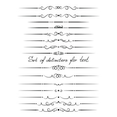 black and white set of delimiters for text, dividers