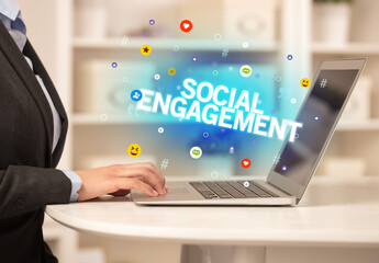 Freelance woman using laptop concept