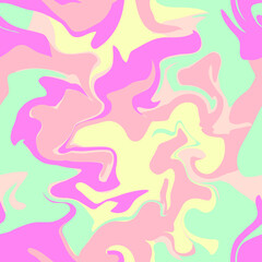 Seamless marble vector pattern. Colorful abstract swirl texture, liquid acrylic background in psychedelic colors. Texture for print, fabric, textile, wallpaper.