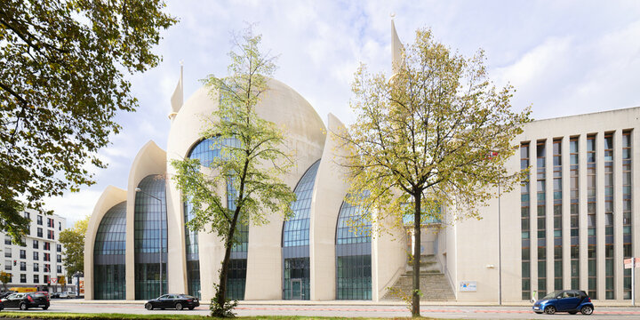 Cologne, germany, October, 13 2021: the central mosque in the ehrenfeld district of cologne