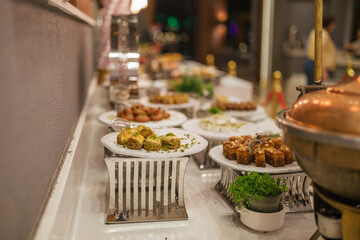 Traditional turkish, arabic sweets baklava assortment.