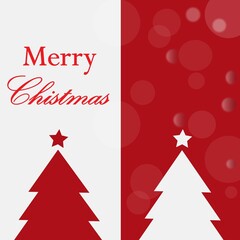Diseño plano de tarjeta navideña con árbol y estrella 