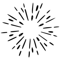 Fototapeta premium Starburst, sunburst hand drawn. Design Element Fireworks Black Rays. Comic explosion effect. Radiating, radial lines.