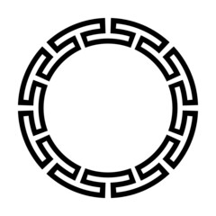 Fototapeta na wymiar Circle frame of simple greek pattern