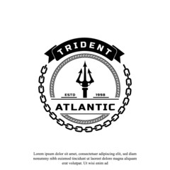 Classic Vintage Trident Neptune God Poseidon Triton King Spear Logo Icon Design Template