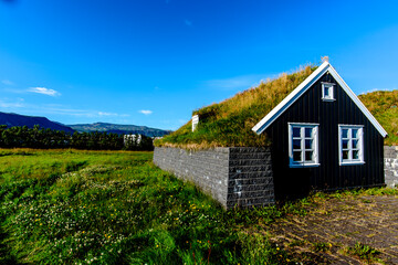 Fototapeta na wymiar 2021_08_10_snaefellsnes house with grass roof