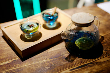 Signature Christmas blue tea with cinnamon and lemon