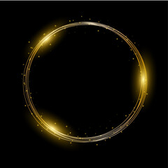 Glowing golden flashes of fire ring trail light.