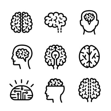 brain outline icon set
