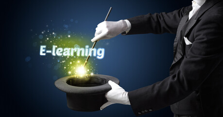 Illusionist is showing magic trick