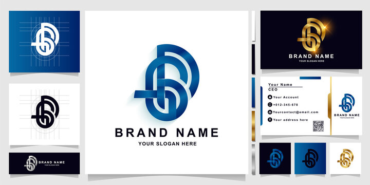 Letter GDB or BD monogram logo template with business card design