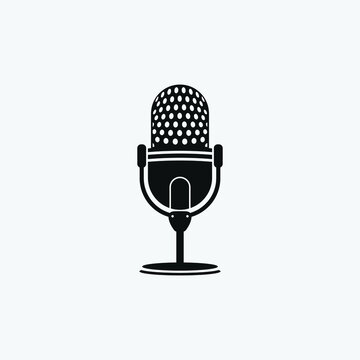 Simple microphone for podcast and recording Logo design