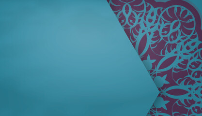 Turquoise banner template with luxurious purple ornaments and space for your logo or text