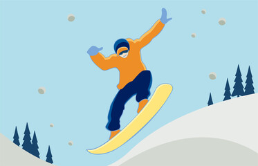 スノボーでかっこよく滑る人物