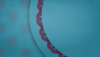 Turquoise banner template with vintage purple ornament and place for text