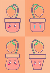 Lemon Fruit in a Cute Pastel Color Pot