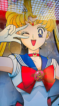 Osaka, Japan-July 15, 2018: Photo of  wall art of "Sailor Moon" at Universal Studios Japan