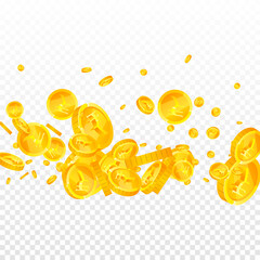 Indian rupee coins falling. Exquisite scattered INR coins. India money. Noteworthy jackpot, wealth or success concept. Vector illustration.