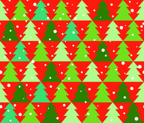 Christmas tree winter Seamless Pattern with New Year Tree. and snow. Happy Winter Holiday Wallpaper with Nature Snow Decor elements. Christmas Fir Tree geometrical tiled background design