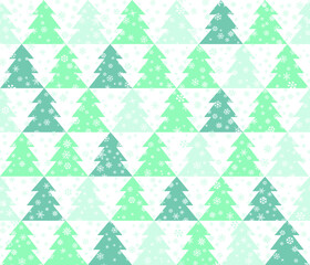 Christmas tree winter Seamless Pattern with New Year Tree. and snow. Happy Winter Holiday Wallpaper with Nature Snow Decor elements. Christmas Fir Tree geometrical tiled background design