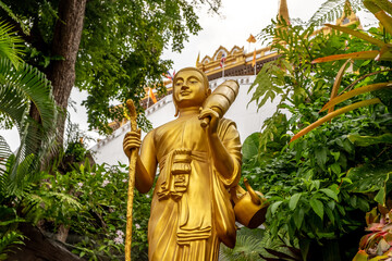 Golden statue at Wat Saket, known as the Temple of the Golden Mount, in Bangkok