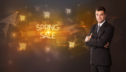 Businessman thinking about shopping