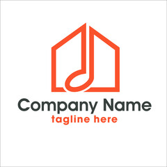 Music note with house.