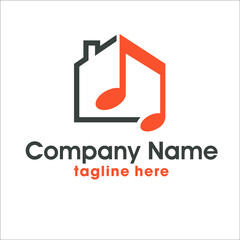 Music note with house.