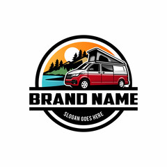 RV - camper van - caravan - motor home logo isolated vector © winana