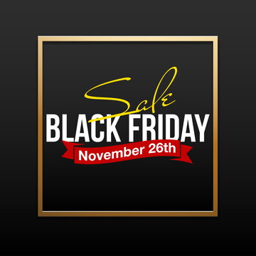 Black Friday super Sale flat banner. Modern minimal design with gold, black and red flat background style. Template for promotion special Black Friday offer, advertising, web, social and fashion ads