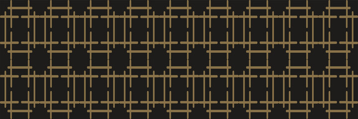 Naklejka premium Abstract background pattern with golden geometric linear elements on black background. Seamless background for wallpaper, textures.