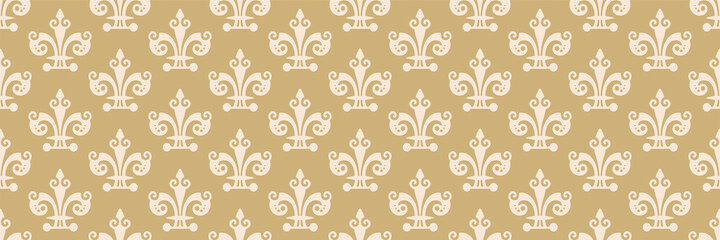 Background pattern with white floral elements on brown background for your design. Seamless background for wallpaper, textures.